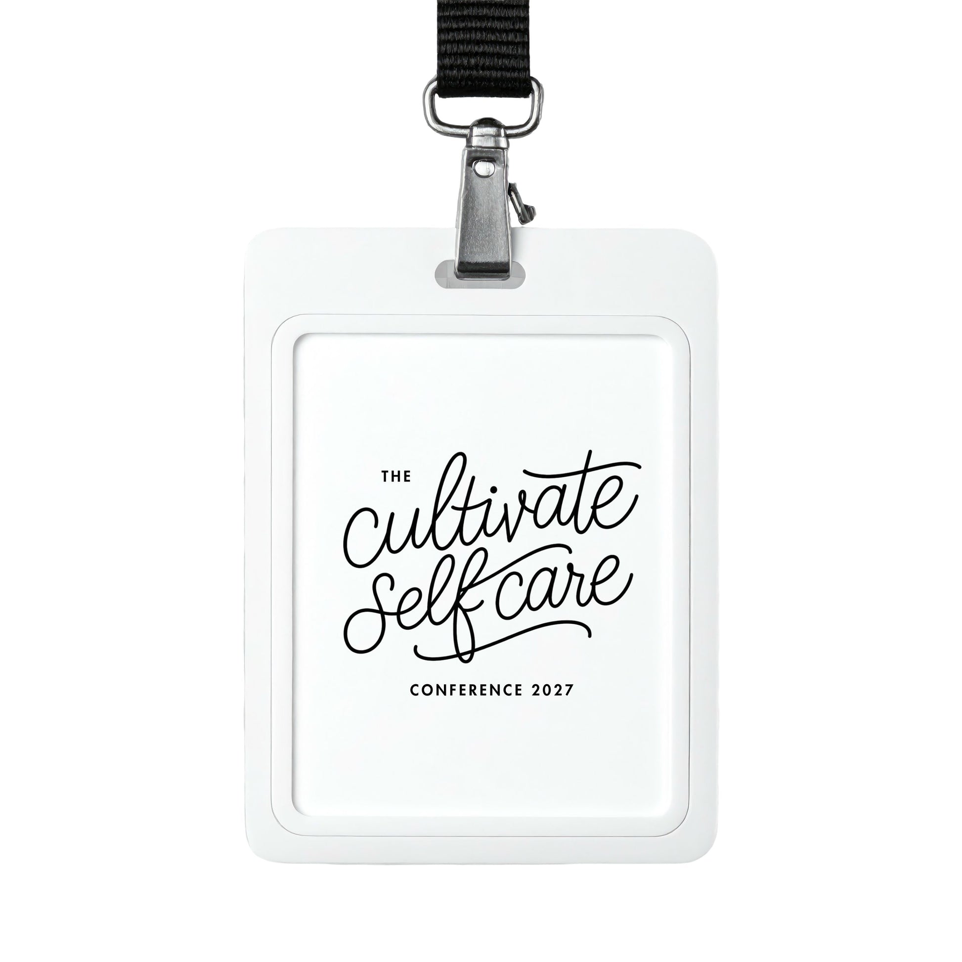 Badge with 'The Cultivate Self Care Conference 2027' text on a white background